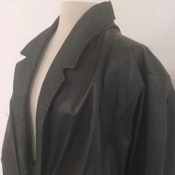 Size 12 80s vintage leather bomber jacket retro - Picture 2 of 9